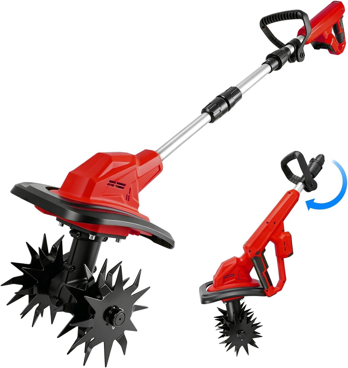 compatibel met Milwaukee 18 V accu, borstelloos, opvouwbaar | Tuinfrees, 22 cm werkbreedte, 17 cm werkdiepte, grondfrees, elektrische motorhak voor klein bed en tuin, zonder accu