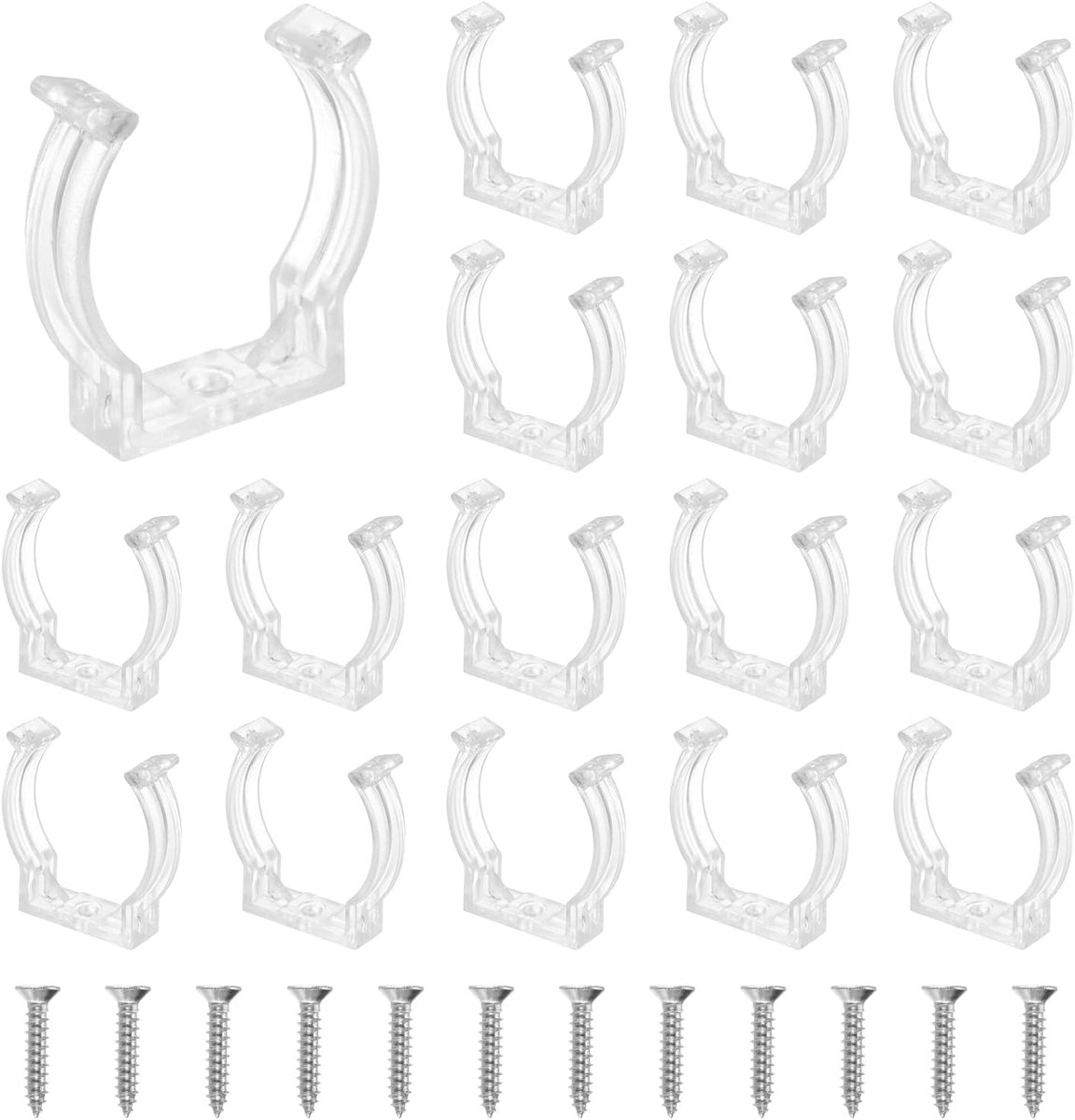 T12 U Clips houder houder kunststof buisklemmen met schroeven voor LED-lampen plafondlamp, helder, verpakking van 18