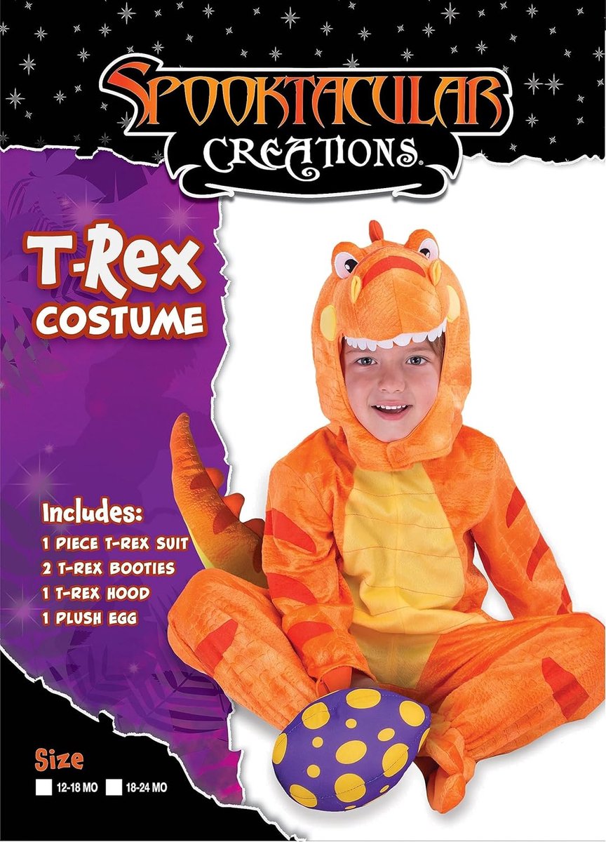 Creations T-Rex Deluxe dinosauruskostuum voor kinderen, dinosauruskostuum voor Halloween, kind, verkleedfeest, rollenspel en cosplay (peuter)