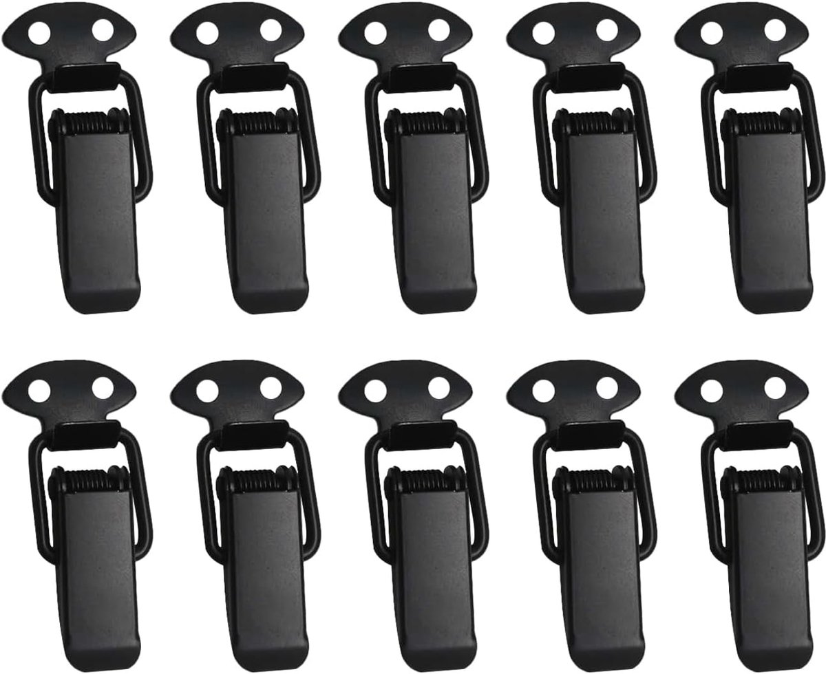 10 stuks spansluitingen roestvrij staal, kistsluiting, hefboomsluiting, tafelbladverbinders, kliksluiting, kleine dozensluiting, hefboomgrendel voor koffer, box, gereedschapskist, lade, kast (zwart)
