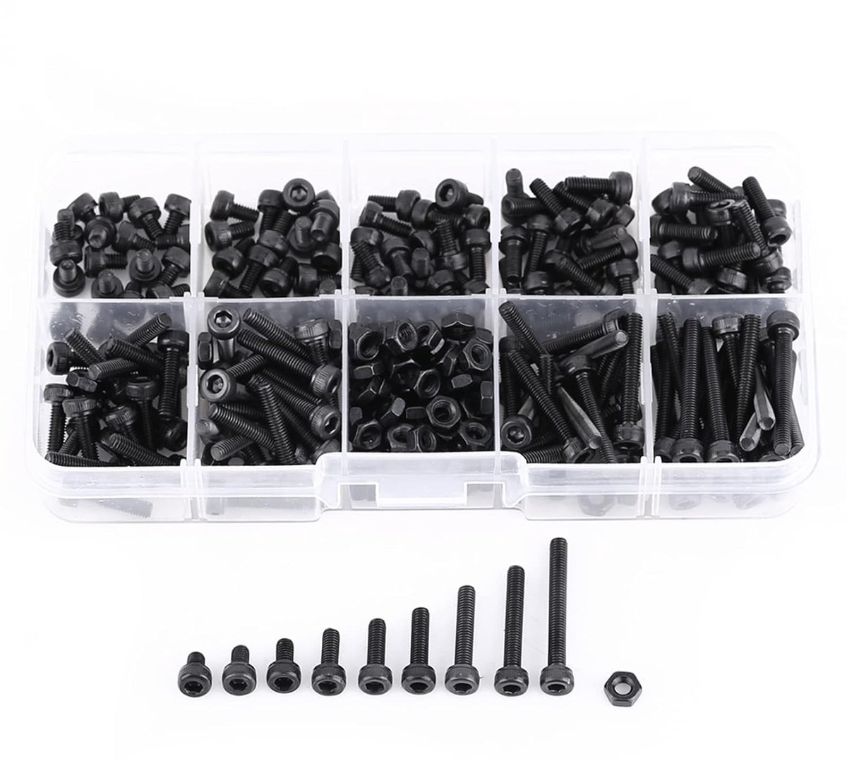 280 Stks/doos M3 Cap Head Hex Socket Bolt Moer Metrische Machine Fastener Assortiment Set Reparatie Accessoire Voor Reparateurs En Andere DIY