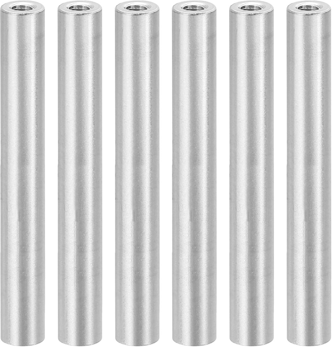 12 stks M3 Metalen Schroefdraad Afstandhouder Moeren, Ronde Aluminium Spacers Vrouwelijke Koppeling Schroeven, 1/8 "ID x 1/4" OD, Zilver, (50 mm L)
