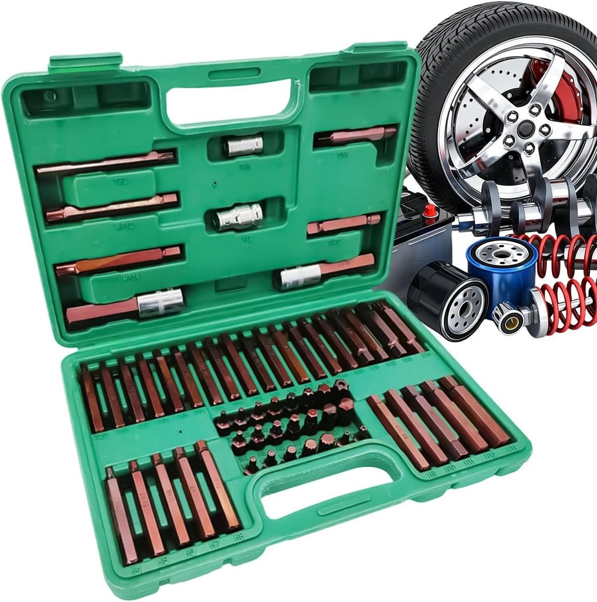 Moment-Dopset Auto Demontage Aandrijfbithouderset Gereedschapsuitrusting | Auto Reparatie Moment Dopsleutelset geschikt voor industrie, thuisgebruik, garage, werkplaats, pechhulp en voor monteurs,