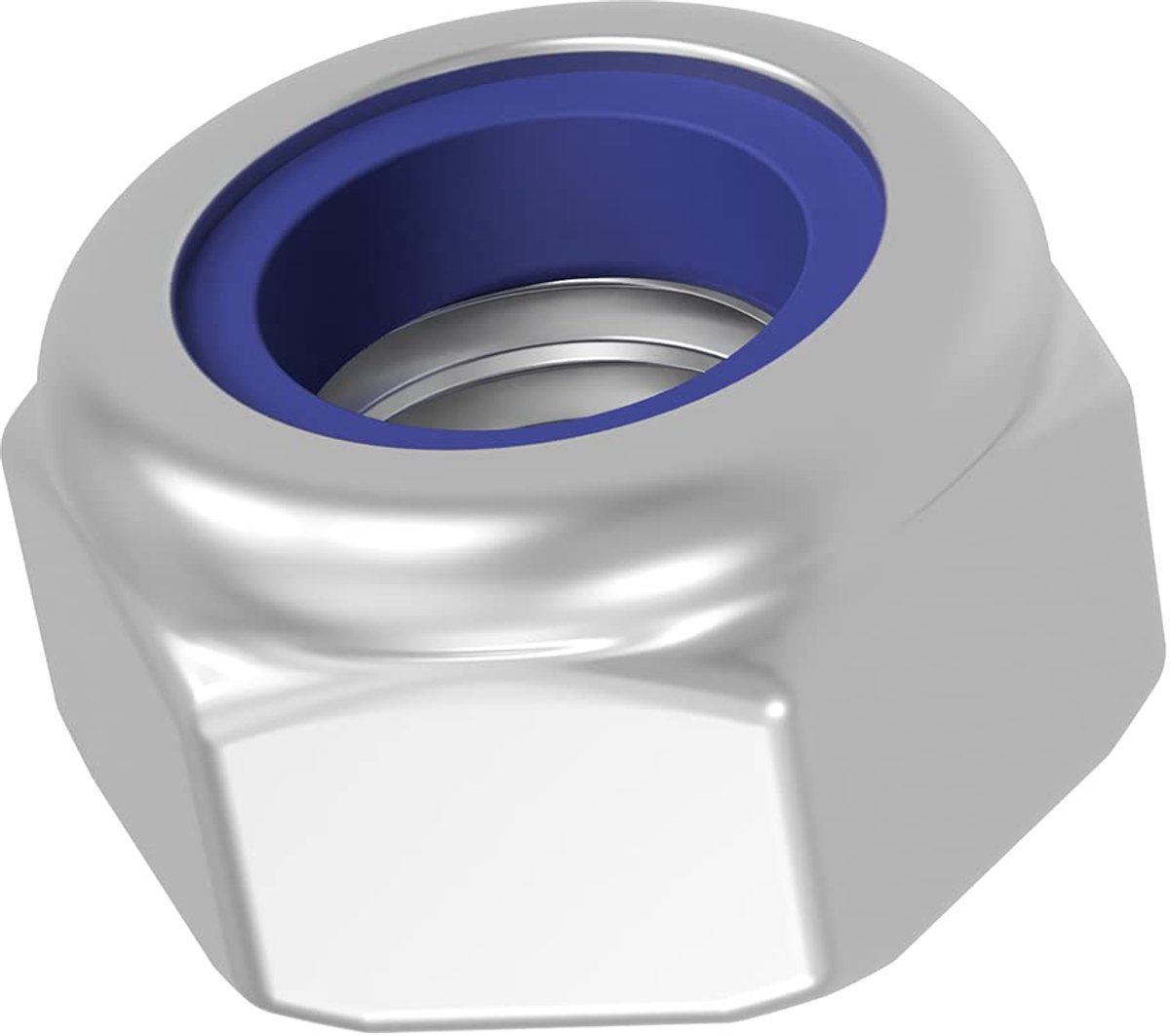 borgmoer M3, roestvrij staal V2A VA A2, DIN 985 / ISO 10511, zeskant, 20 stuks