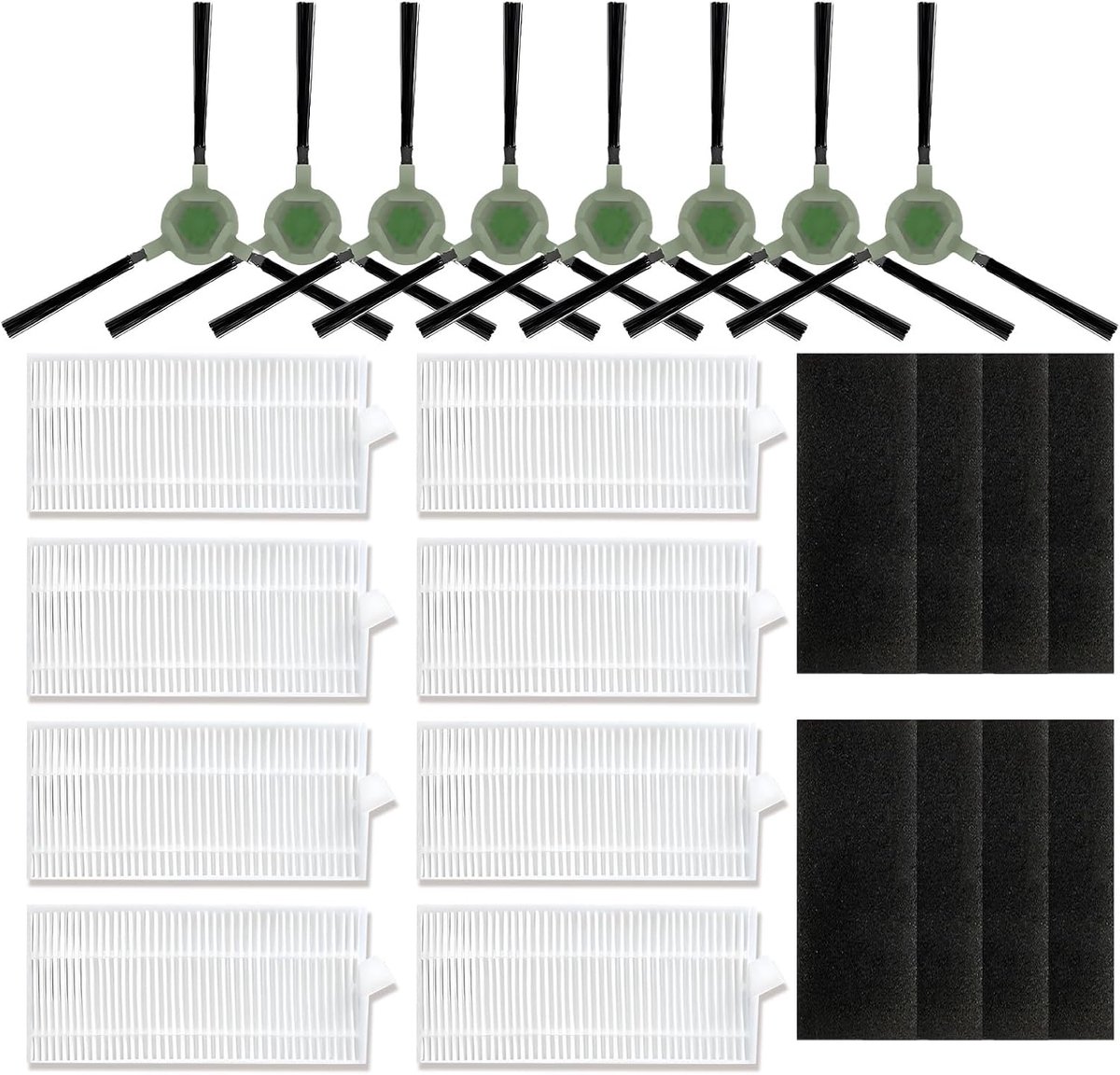 Veegmachine-accessoires voor Lefant M210, M210S, M210B, M213, M213S, M2 en OKP Life Robotic K2, K3, K3A, K4, K5, 6 HEPA-filters, 4 zijborstels