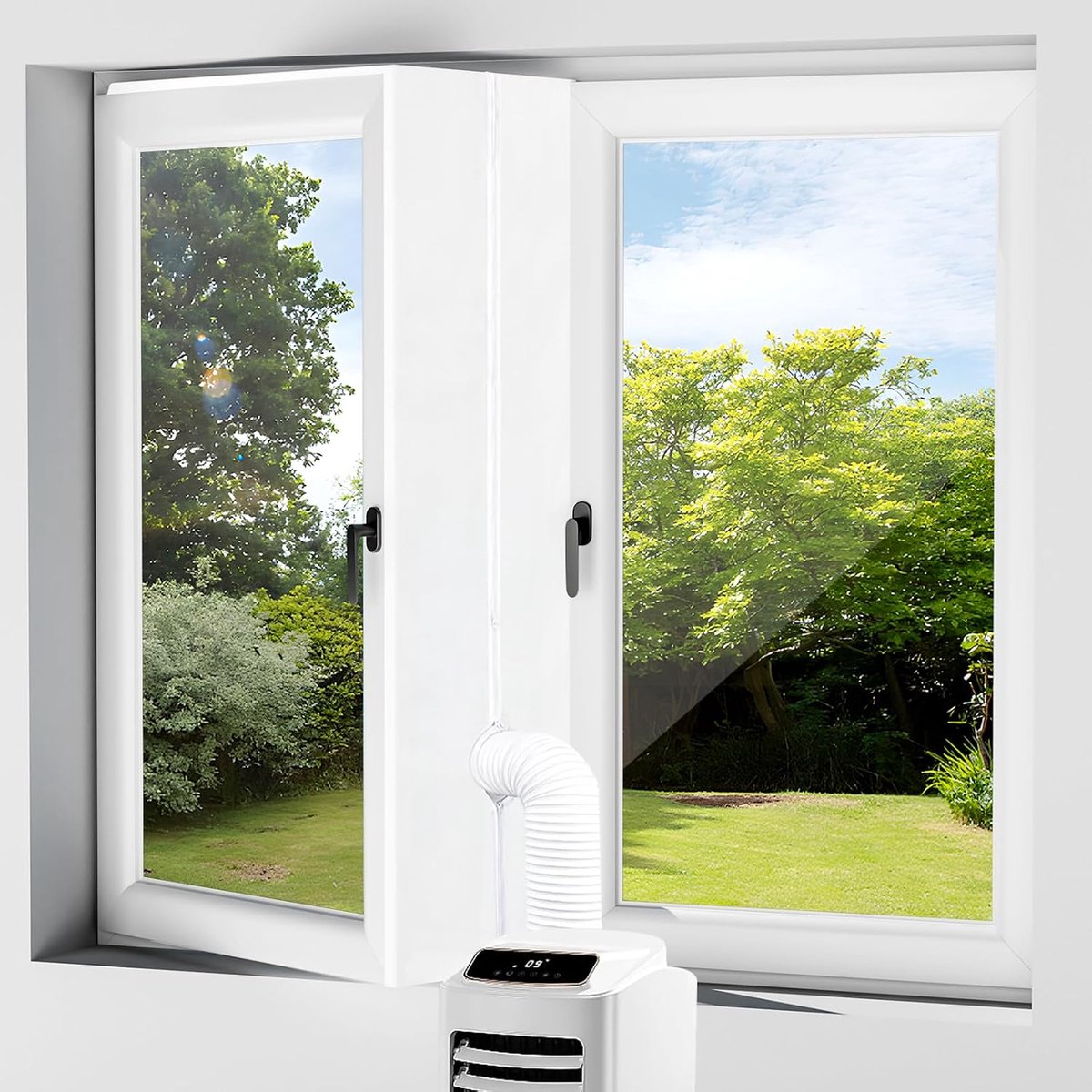raamafdichting, airconditioning raamafdichting kit voor mobiele airconditioner en wasdroger, Hot Air Stop Air Exchange Guards met ritssluiting en klittenband, 400 cm