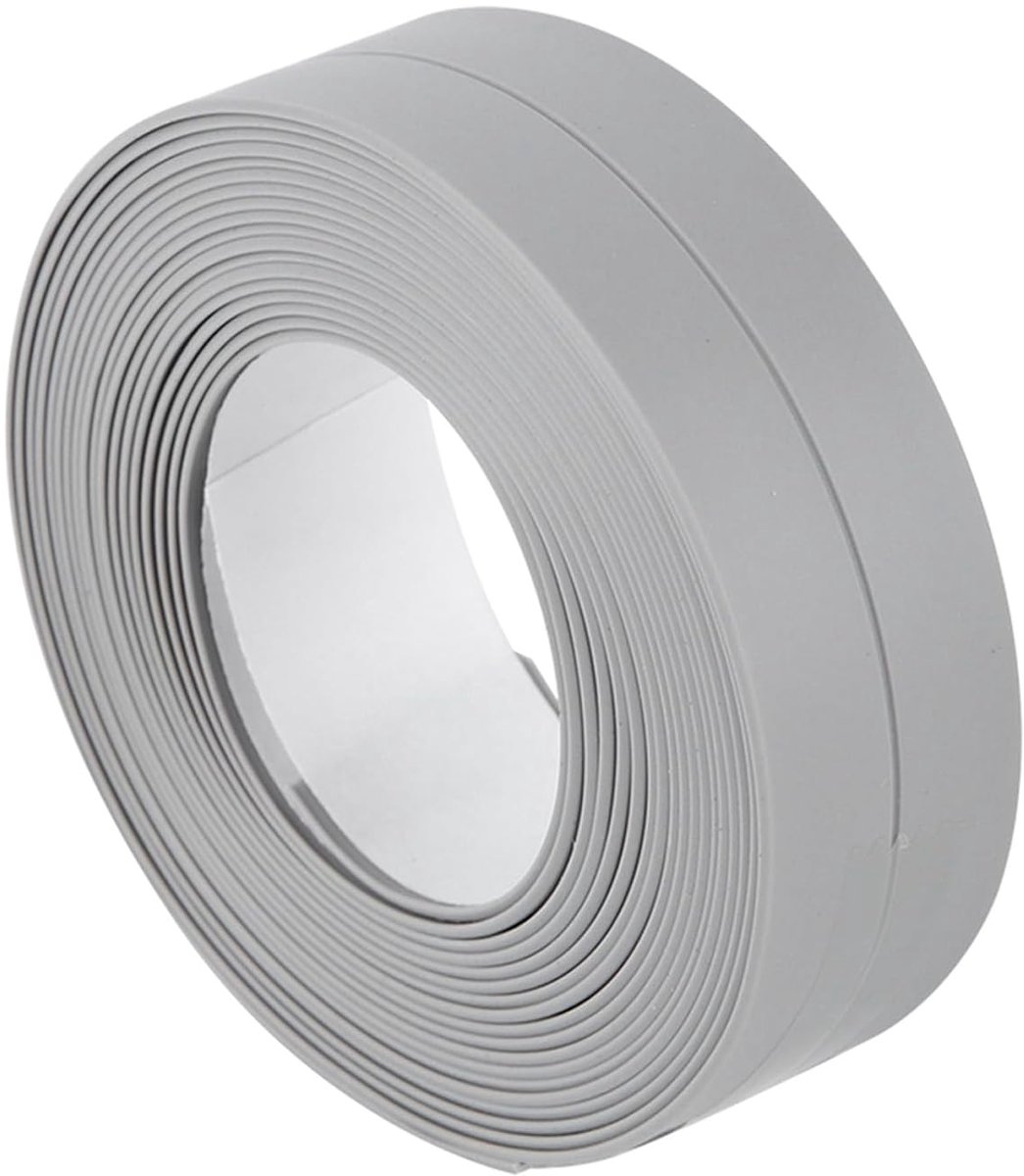 3,2 m lengte waterdichte PVC-afdichtingstape gootsteenbad, badkuip, toiletranden, zelfklevend meeldauwbestendig (22 mm x 3,2 m - grijs)