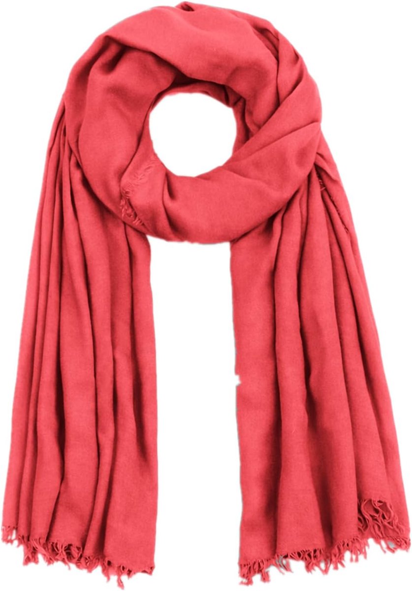 Damessjaal, 190 x 90 cm lange foulard, franjesrand, zomer en herfst, kust, veelzijdige zachte halsdoek, 100% bamboe