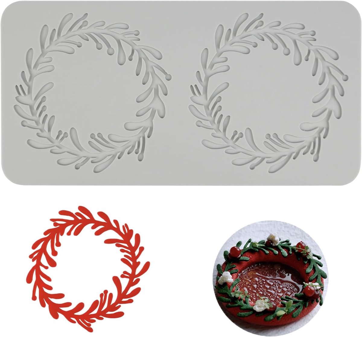 fondant, siliconen punt, mat, siliconen punt, cakevorm voor cake, fondant, chocoladedecoraties, 2-gaats ronde bladring
