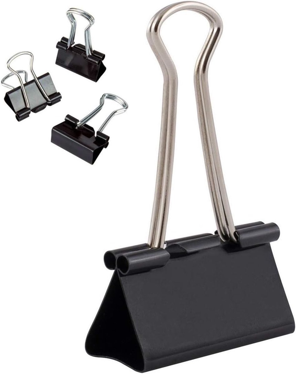 Multifunctionele klemmen, 41 mm, papierklemmen, metaal, zwart, 12 stuks