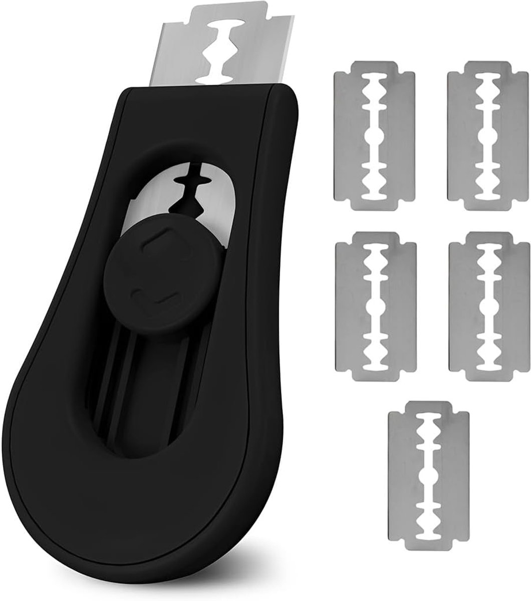 Broodsnijgereedschap, deegmes, bakkersmes, uittrekbaar en magnetisch, brooddeegsnijder met 5 scheermesjes, roestvrij staal, deegsnijmes, sourdeeg scoring tool voor broodbakaccessoires (B)