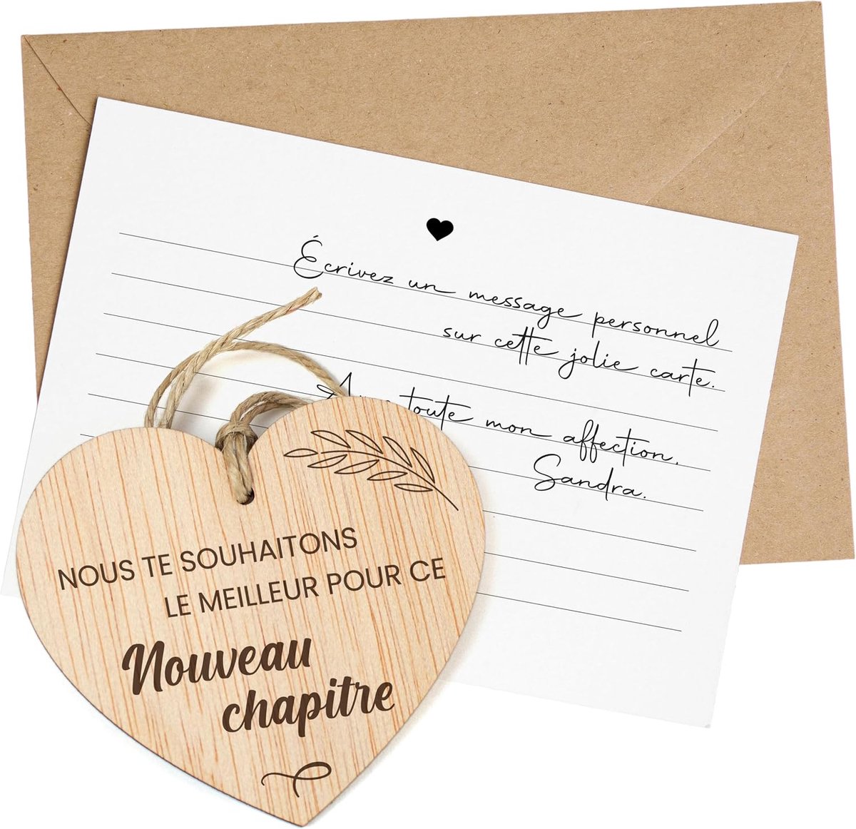 Carte Cadeau de Départ en Bois. Cœur Suspendu, Carte Originale pour Collègues Chef Enseignants Fin d'Année Scolaire Diplôme Amis