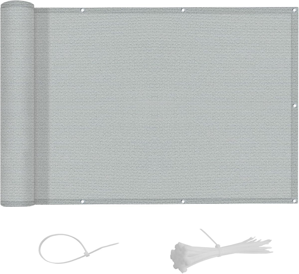 SHADE Balkonscherm 80x300cm in HDPE Balkonafdekking,Inkijkbescherming,Ondoorzichtig Balkonomranding Met Oogjes,Waterdicht, Windscherm,UV-bescherming,Voor Balkon,Tuin,Terras,Licht Grijs