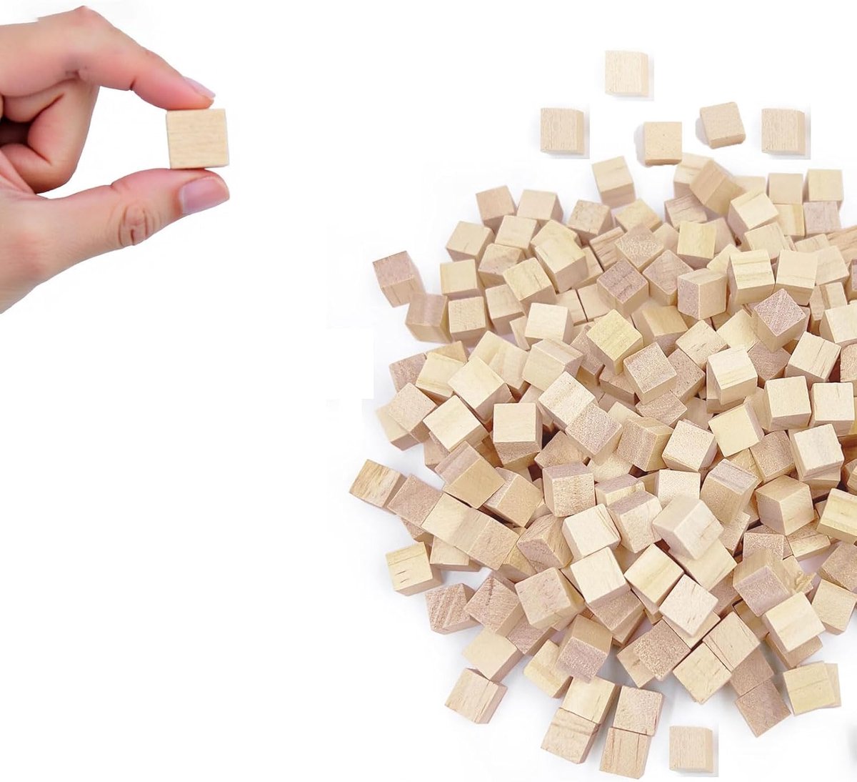 kubussen, 15 mm, 96 stuks, houten blokjes om te knutselen, houten blokken voor doe-het-zelf schilderen, handwerk, decoratie, cijfers (96 stuks, 15 mm)