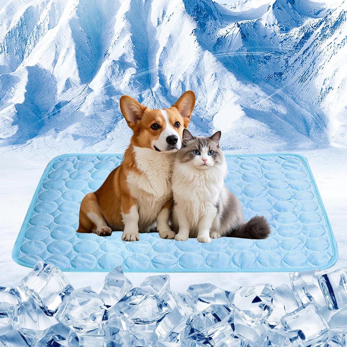 Koelmat voor huisdieren, koelmat, 100 x 75 cm, koeldeken voor honden, katten, koude deken voor honden en katten in de zomer