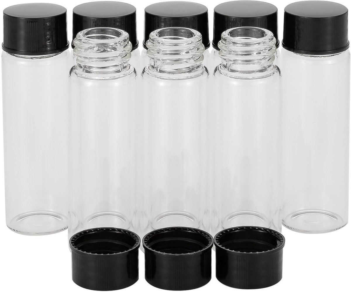 8 pack 15 ml (1/2 oz) Clear Glass Flessen Monster Glas Flessen met Plastic Schroef Zwarte Cap Transparante Lab Flesjes Lab Cosmetische Container
