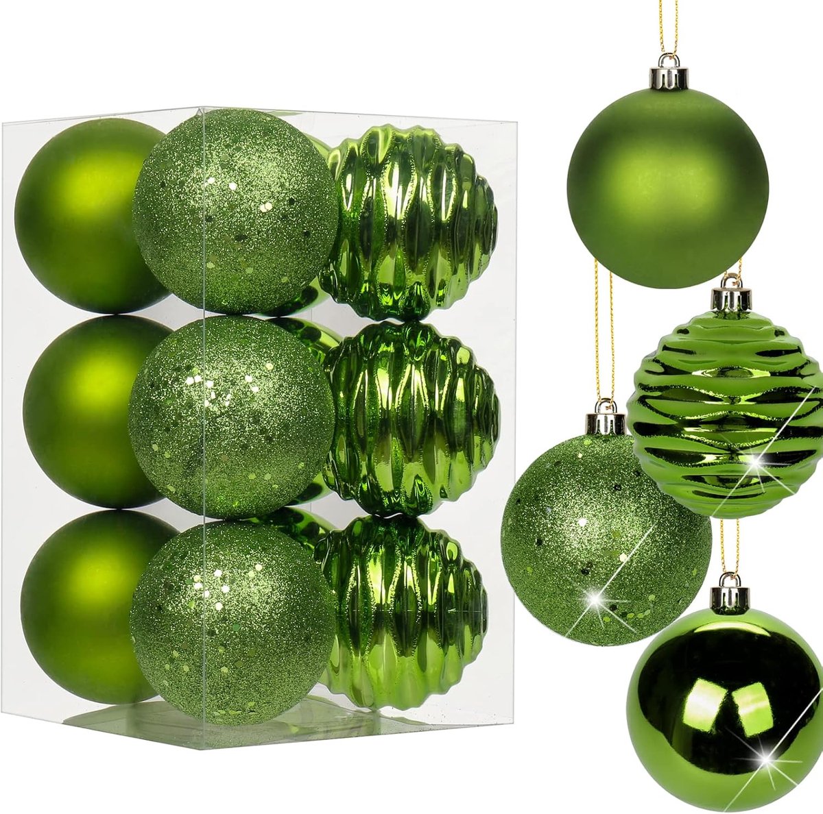 Kerstballen van 8 cm, kunststof kerstboomversiering met ophangoog, kerstboomversiering voor bruiloft, feestdagen, feest, Kerstmis, Halloween, woondecoratie