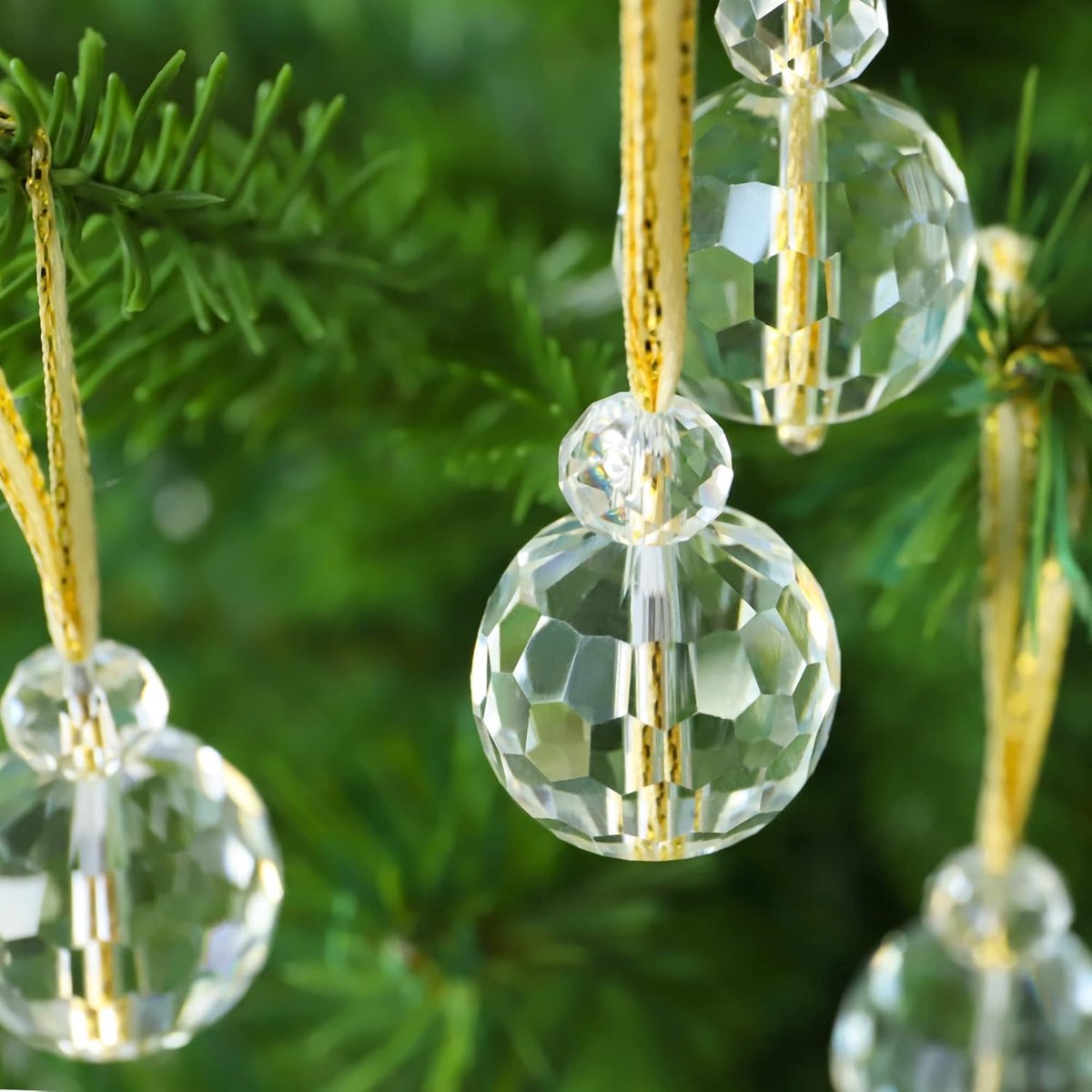 Kerstballen ornamenten, 2,2 cm mini prisma bal kerstboomdecoraties, hangende kristallen ornament opruiming voor Kerstmis bruiloft feest woondecoratie (helder)