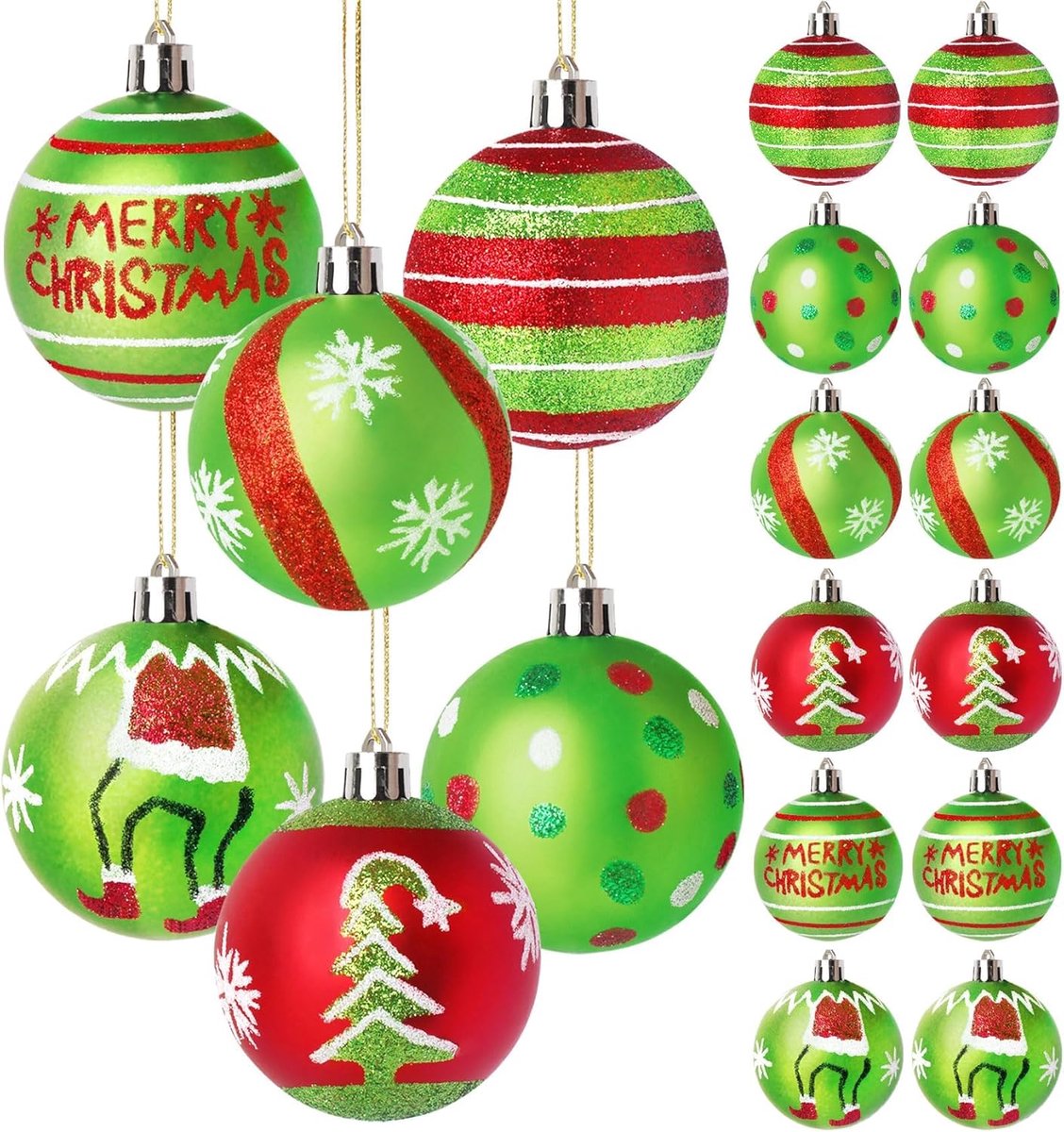 Kerstballen, plastic, 12 stuks 6 cm kerstballen, kerstballen, kerstboomballen, kerstdecoratie, kerstboomversiering, kerstboomversiering