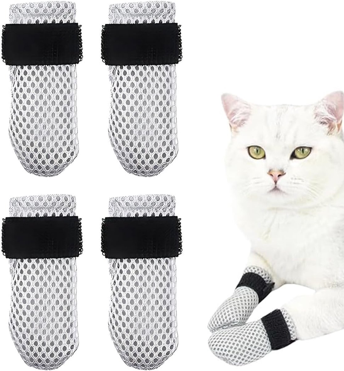 4 stuks krasbestendige laarzen voor katten, antislip hondenschoenen, verstelbare hoezen van antislip mesh voor kleine honden, voor katten en honden, bescherming van C-poten