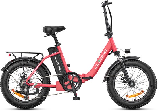 ULZOMO Dolphin Elektrische Vouwfiets 20", 250W 25 km/h EU‑norm, 36V 13Ah batterij, Voorvering Shimano 7 versnellingen, E‑bike voor stad, Roze — afbeelding 2