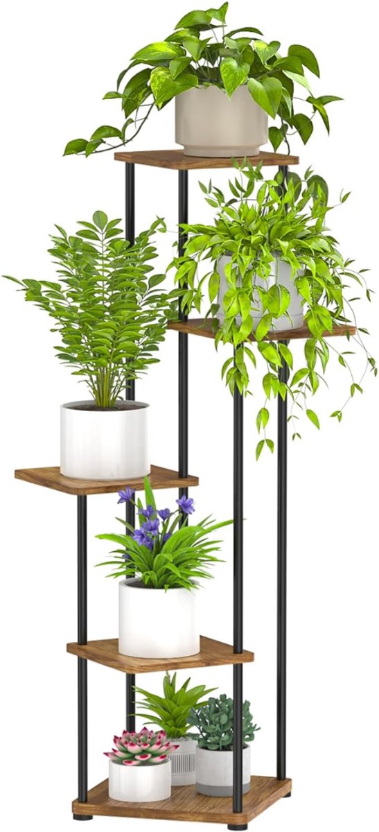 Ploutos® Plantenrek - Decoratieve Plantenstandaard - Plantenstandaard Binnen - Bruin - 50cm x 50cm x 100cm