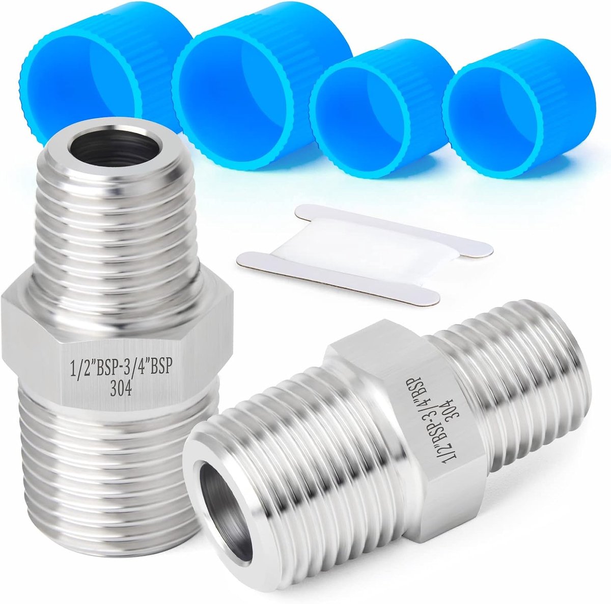 2 stuks 1/2" mannelijke BSP x 3/4" mannelijke BSP draad gesmeed roestvrij staal verminderen Hex Nipple Connector SUS 304 Pipe Fittings