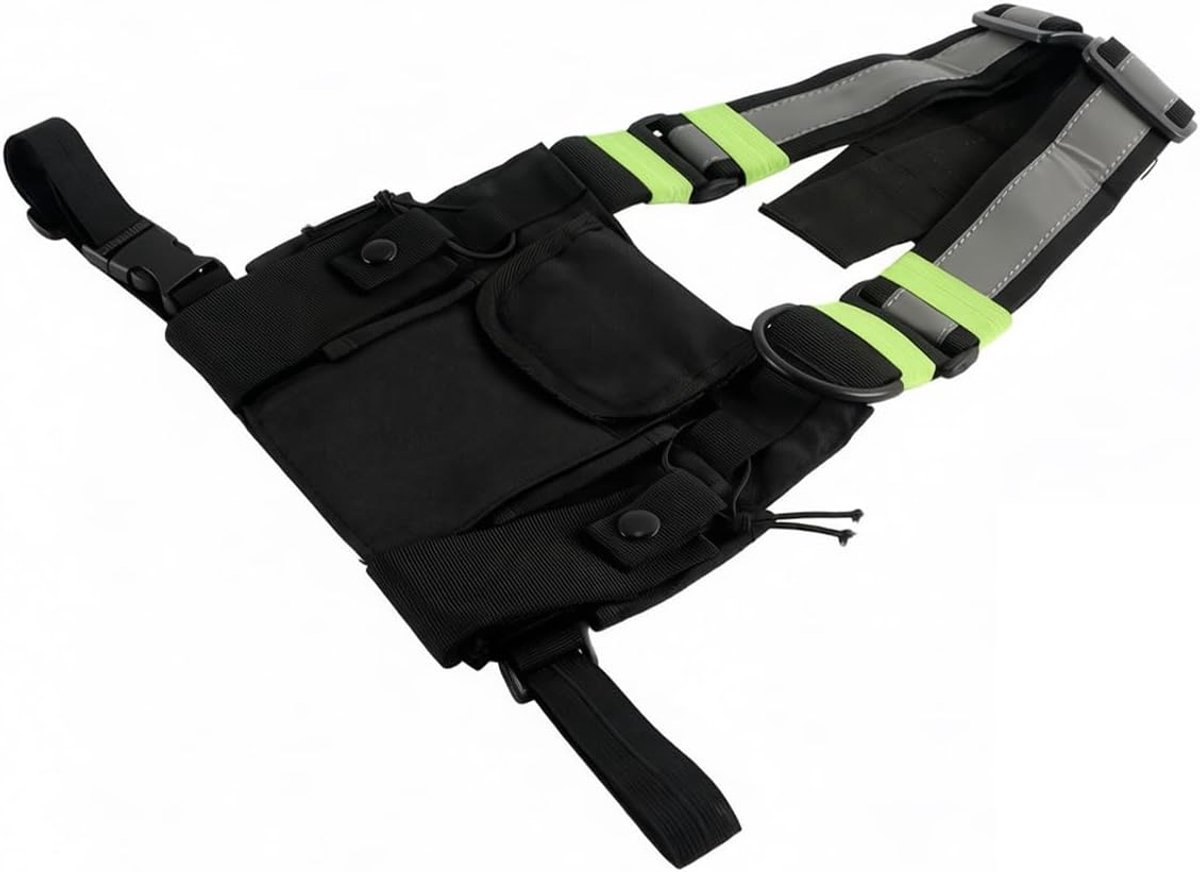 Borsttas Tweewegs Radio Walkie Talkie Handsfree Vest met verstelbare schouderband Geschikt voor fietsen en wandelen Zwart
