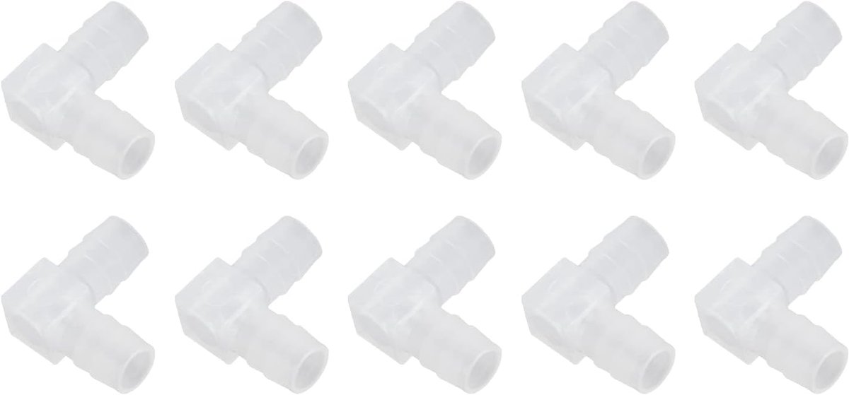 10 Stks Elleboog Slangpilaar Plastic L Vorm Fitting 90 Graden Gelijke Prikkeldraad Adapter Slang Connector Adapter voor Aquarium;(10mm)