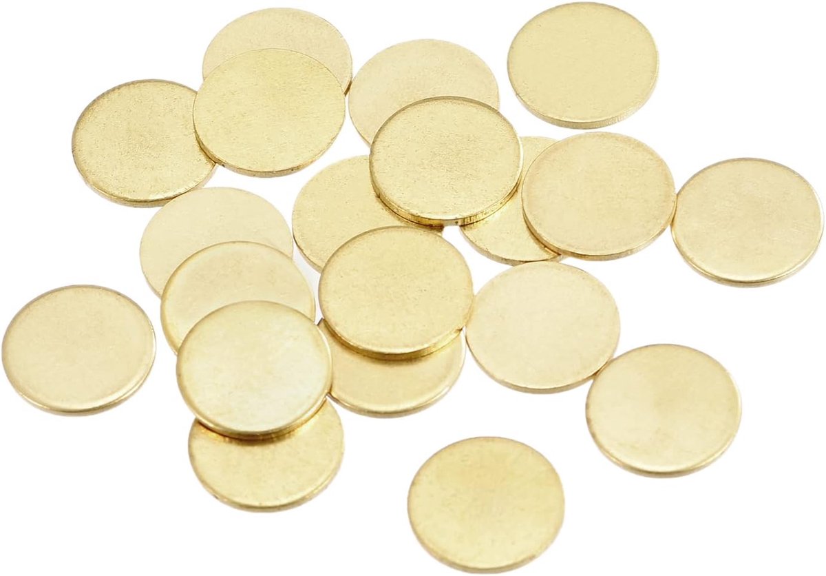 sourcing map 20 stuks messing stanswerk ronde DIY tag van metaal voor handwerk hanger decoratie 12 mm x 1 mm