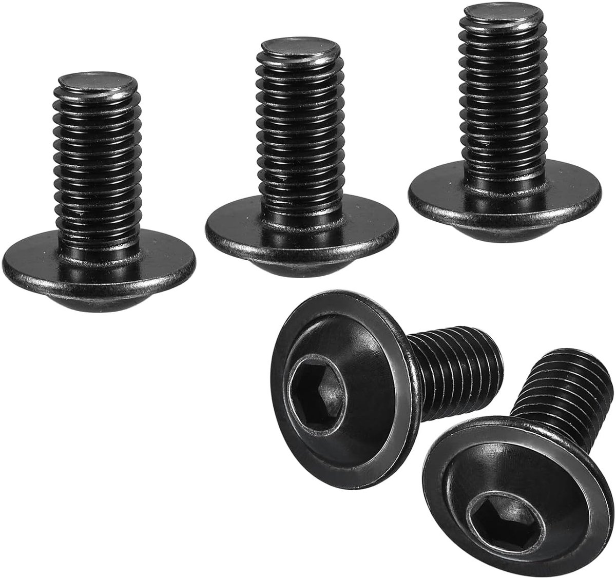 Flens kop inbusschroeven, 25 stuks M10 x 20 mm - 304 roestvrijstalen inbusschroeven, schroeven met volledige schroefdraad voor meubelinstallatie (zwart)