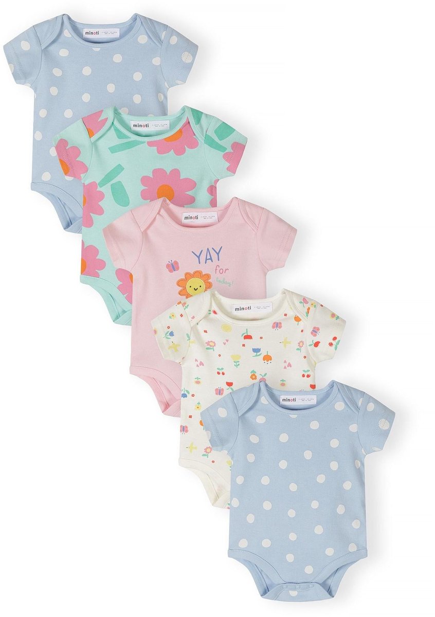 Minoti rompertjes 5-pack meisjes baby - korte mouw