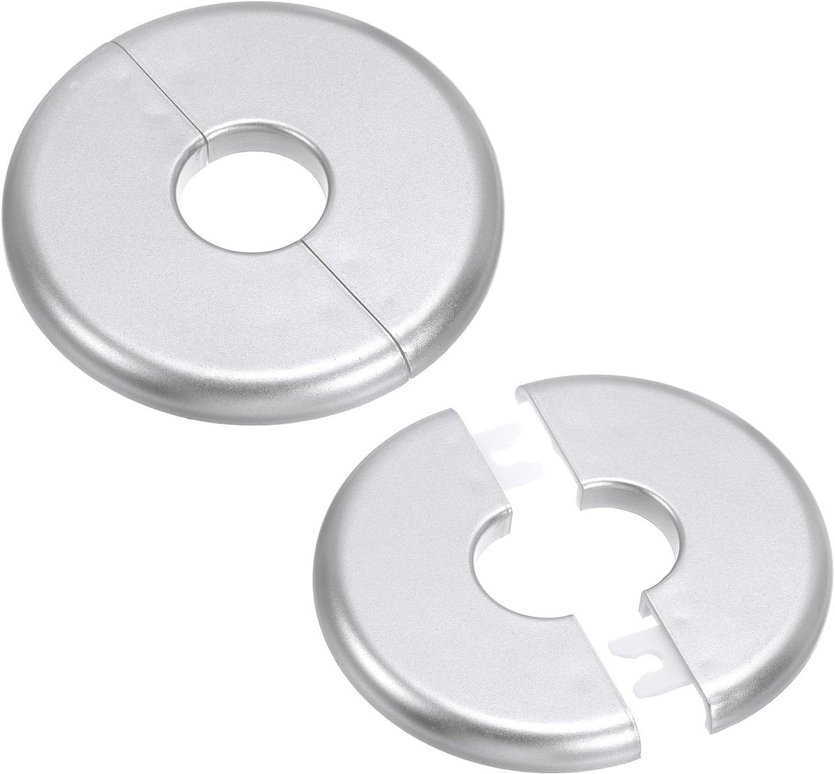 Muur splitflens 23,5 mm, 2 stuks ABS ronde zelfklevende rozet plaat gespen, waterpijphoezen voor keuken, badkamer, arm, pijpkraan, decoratie, zilver