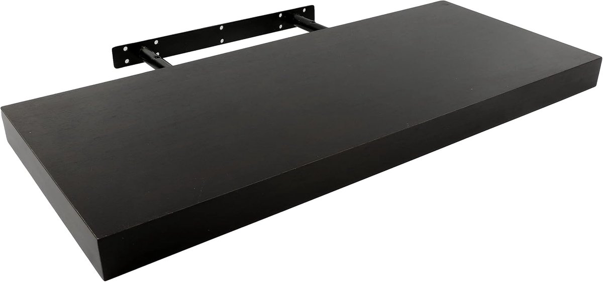 Zwevende wandplank wengé kleur, wandplank onzichtbare fixatie planken decoratief maximale belasting 25kg