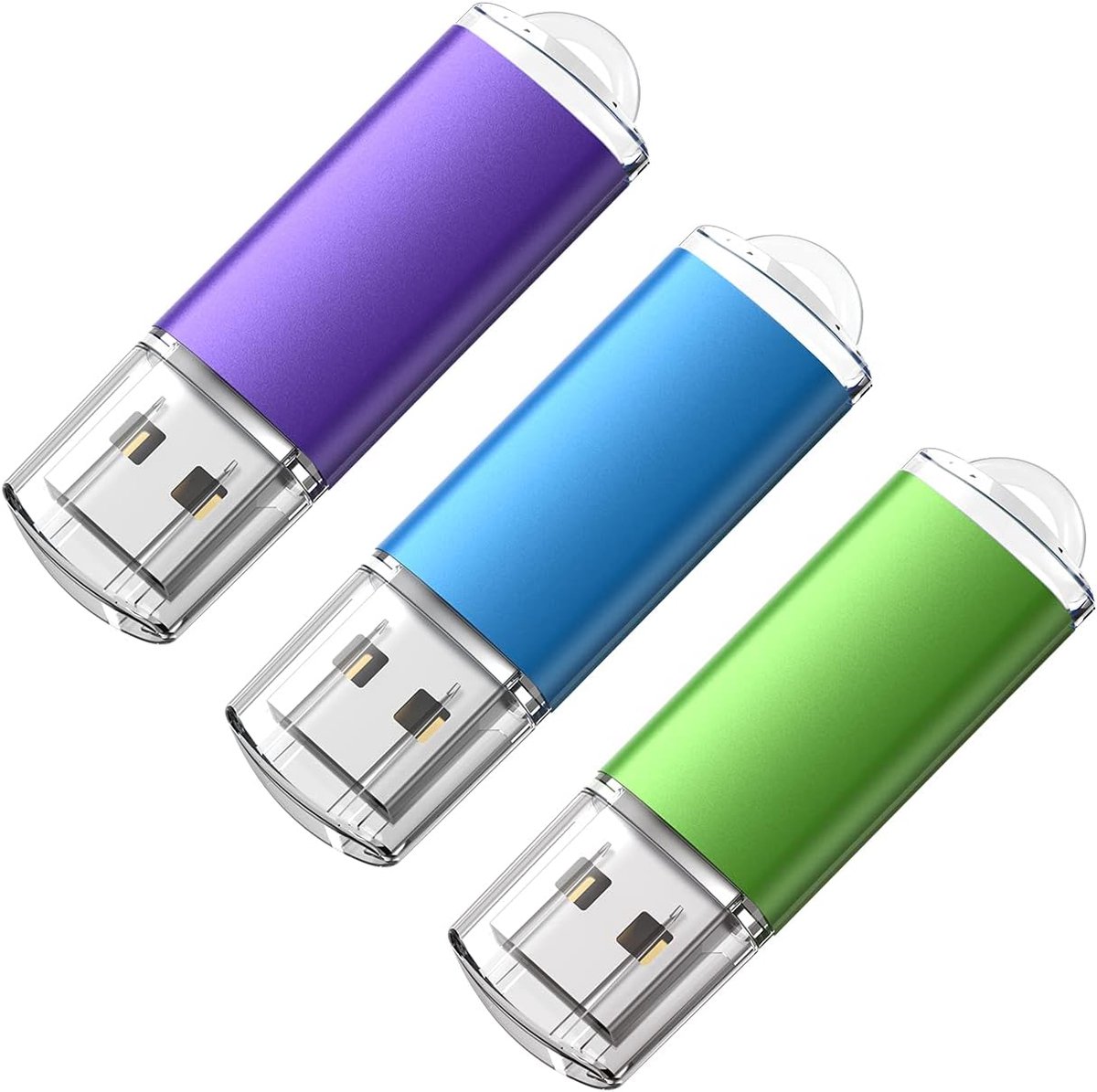 3 Stuks USB-Stick 16 GB, USB 2.0 Flash Drive 16 GB Klein en Licht Geheugenstick USB 16G LED-Indicator USB Flashstationmet voor Computer/TV/Auto/Speler-(Blauw, Groen, Paars)