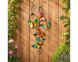 Anna's Collection Wand decoratie vlinders - gekleurd - 35 x 