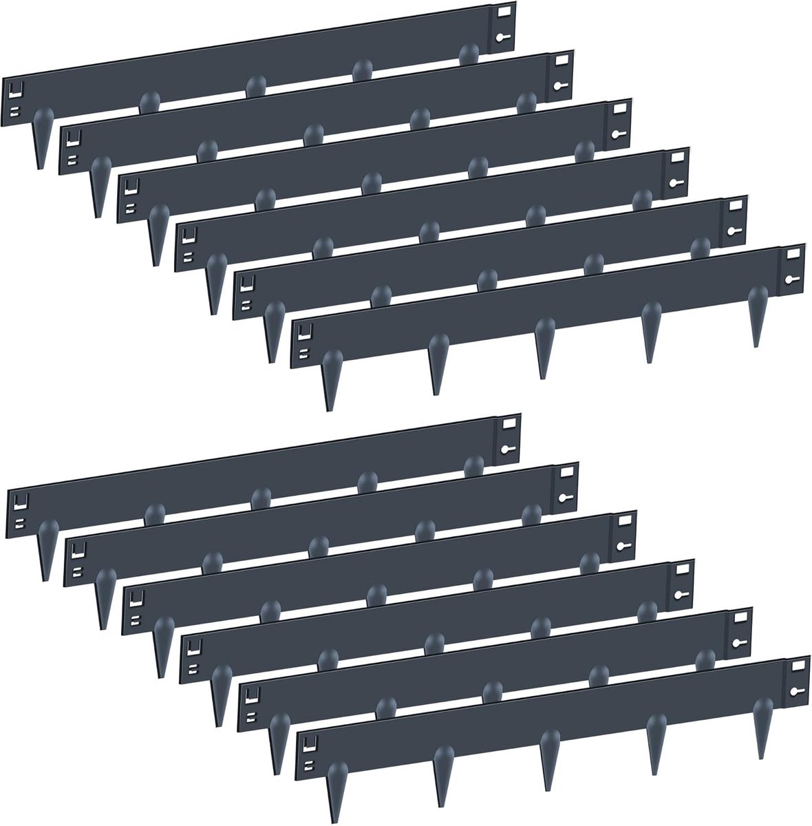 12 x metalen rand (106 x 16 cm) met ringen – stabiele keverrand voor tuin, hok en landschap. Weerbestendig en eenvoudig te installeren