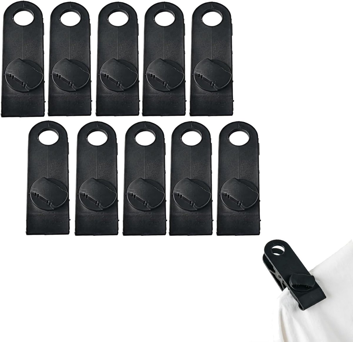 10 stuks zeilspanners, tarp clips, tentclips, verstelbare kunststof zeilbevestigingsclips met anti-slip alligator-monddesign, winddichte tentklemmen en zeilklemmen voor dekzeilen, luifels