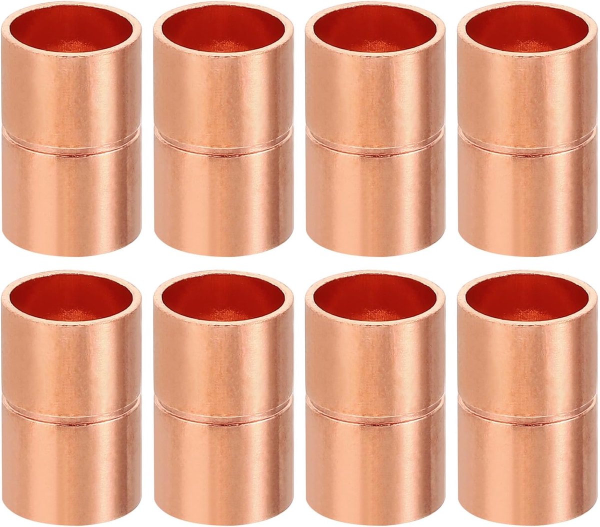 10mm ID Koppeling Fittingen, 8 Stks Gerolde Buis Stop Rechte Pijp Fitting Lasverbinding Voor HVAC Airconditioning Sanitair Koeling