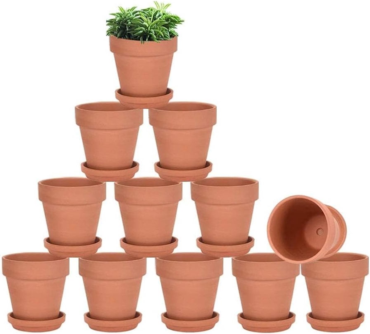 vensovo Terracotta potten met schotel - 12 stuks 7,6 cm kleipot keramische aardewerk plantenbak cactus bloempotten succulente pot drainagegat, geweldig voor planten, ambachten, huwelijksgunst