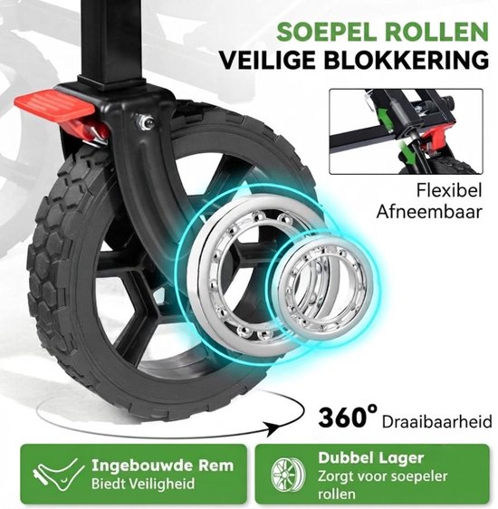 NIVA® Bolderkar - 150 kg Laadcapaciteit Uiterst Vouwbare Handkar - Vouwhandkar Met Remmen - Zwart - 75cm x 48cm x 62cm van Niva — afbeelding 3