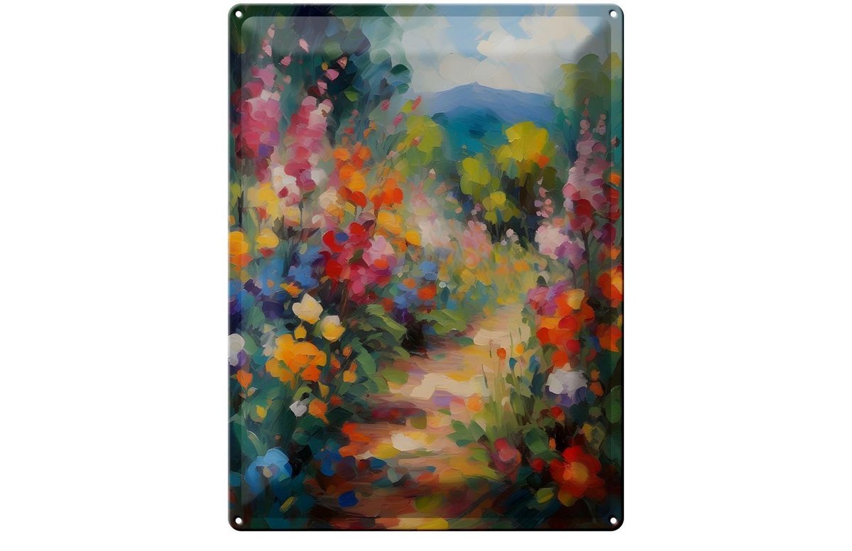 Blechschild 20x30cm Sommerweg der Tupfblumen
