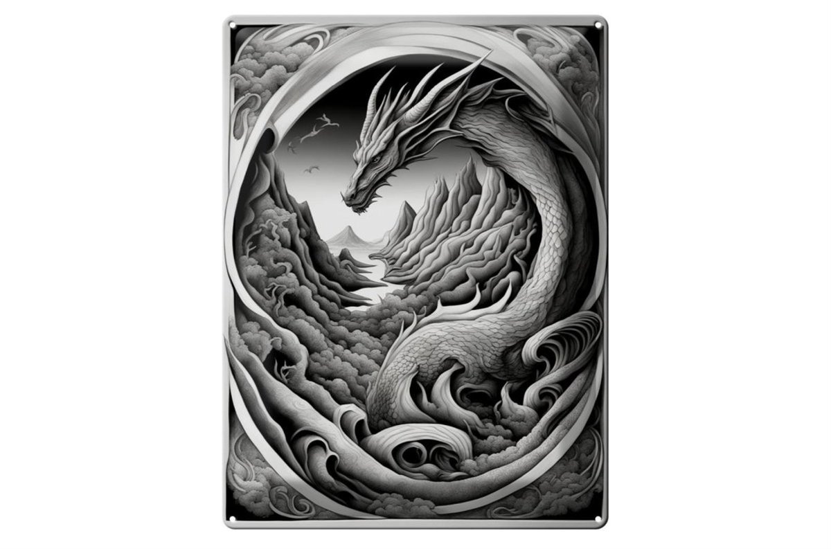 Blechschild 20x30cm Drachenschlange 2