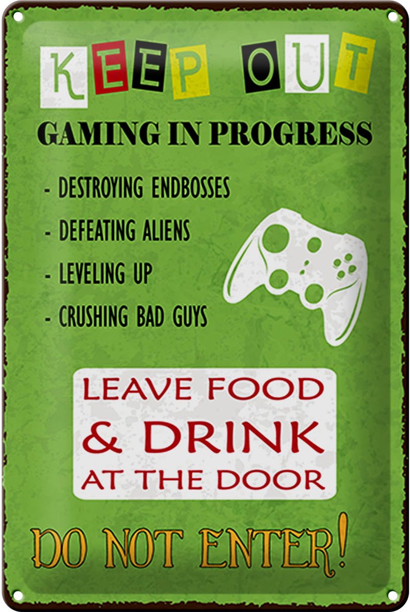 Blechschild Spruch 20x30 cm Keep out, gamer Schild