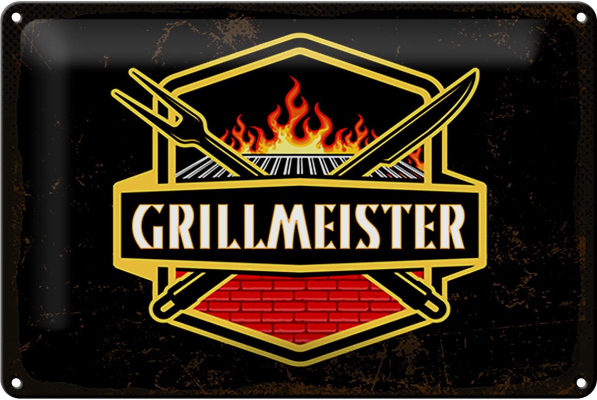 Blechschild Spruch 30x20cm Grillmeister