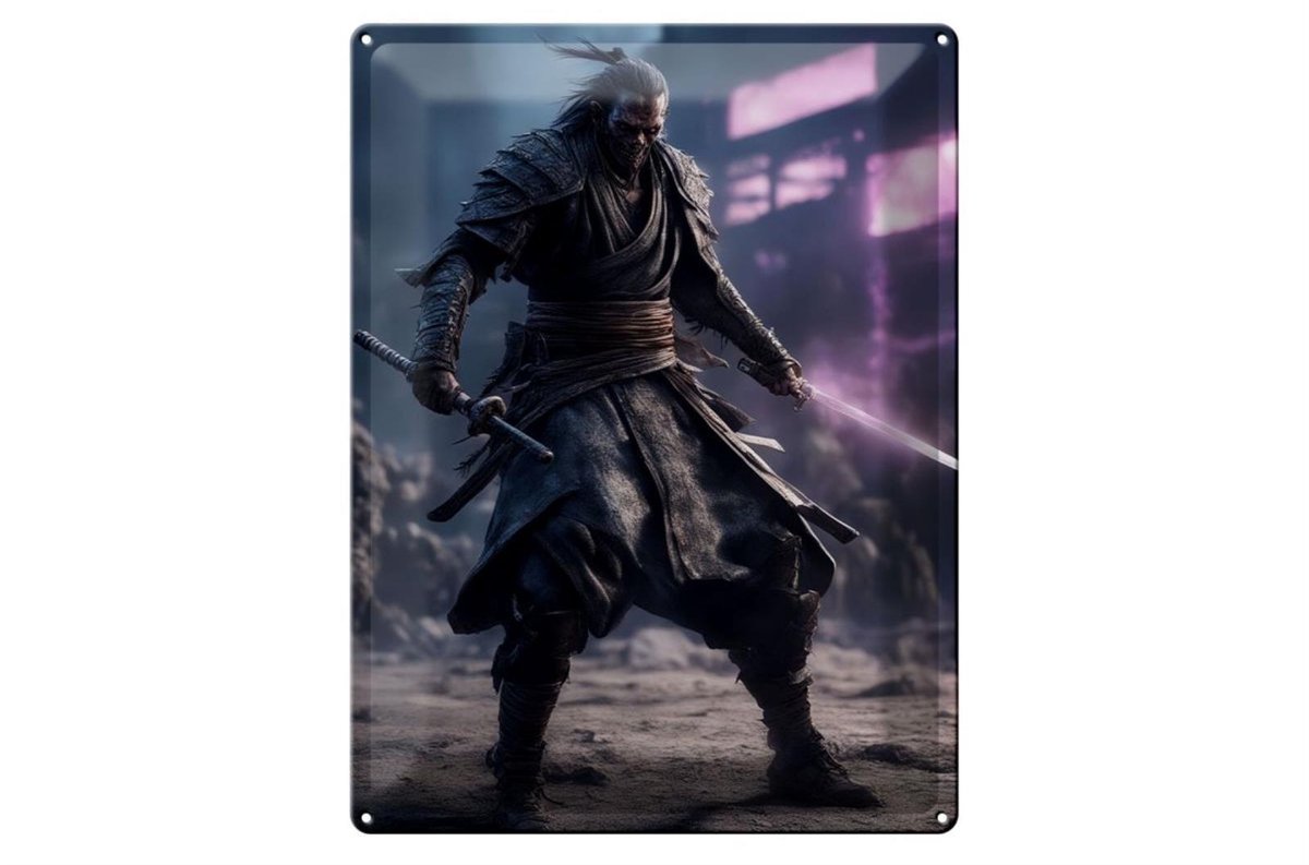 Blechschild 20x30cm Untoter Zombie Samurai