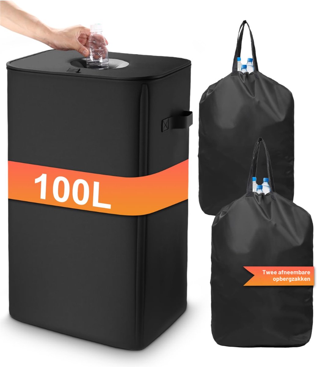 ZRNS® Statiegeld Container - Recycle Bak Flessen en Blikjes - Flessenbak - 2 Flessentassen - 100 L