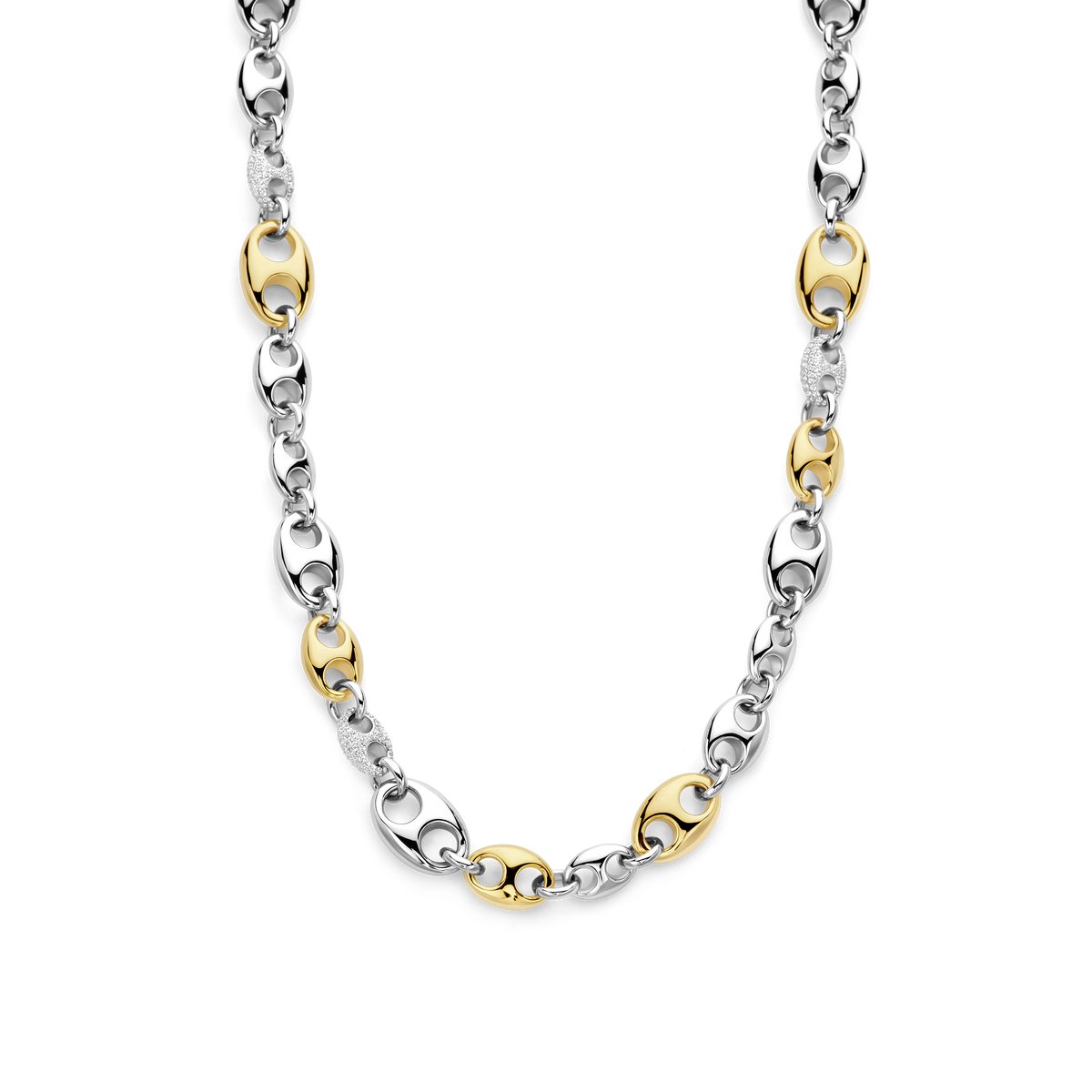 TI SENTO Dames Ketting - 925 zilver - Zirkonia met geel verguld - Maat 45 - 34062ZY