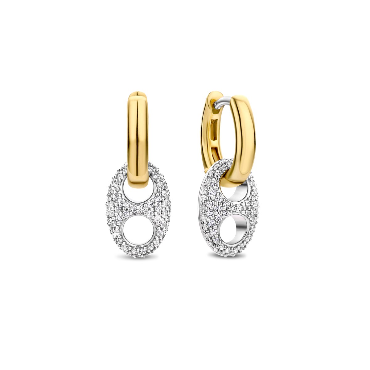 TI SENTO Dames Oorbellen - 925 zilver - Zirkonia met geel verguld - 7878ZY