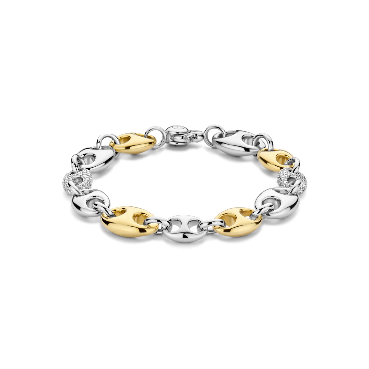 TI SENTO Dames Armband - 925 zilver - Zirkonia met geel verguld - Maat M - 23049ZY